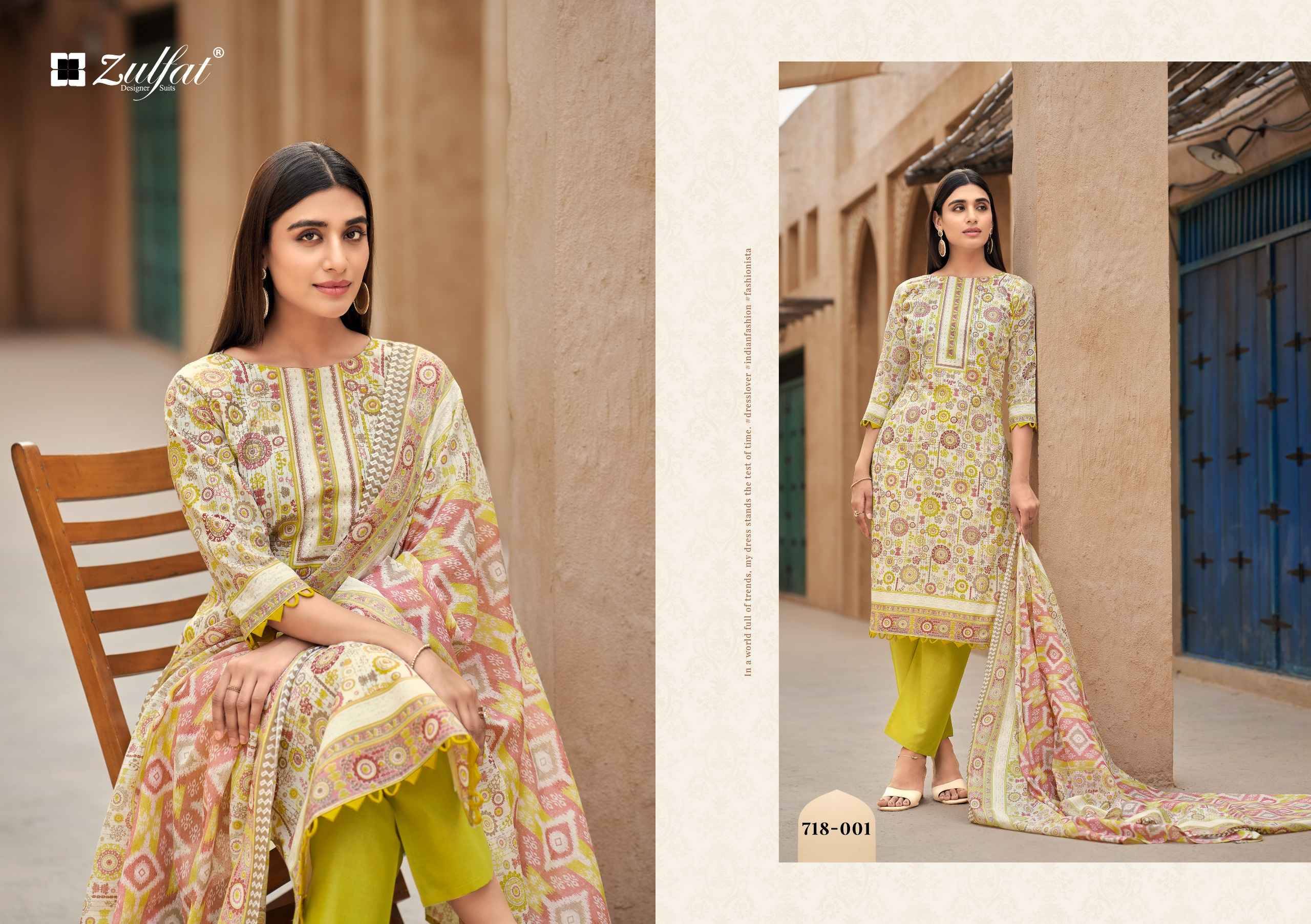 TANAIRA By Zulfat Designer Suits 718 Series Beautiful Stylish Festive Suits Fancy Colorful Casual Wear & Ethnic Wear & Ready To Wear Heavy Cotton Print Dresses At Wholesale Price